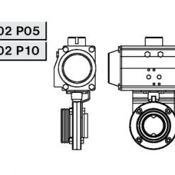 4302 Р05 Заслонка прямая с пневмоприводом Niob Fluid