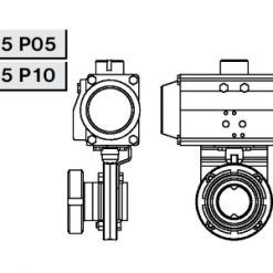 4305 Р05 Заслонка прямая с пневмоприводом Niob Fluid