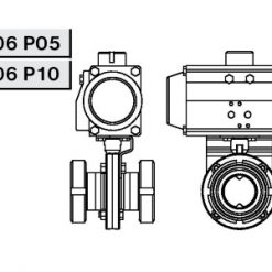 4306 Р05 Заслонка прямая с пневмоприводом Niob Fluid