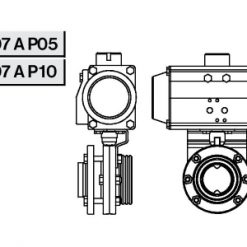 4307 A Р05 Заслонка прямая с пневмоприводом Niob Fluid