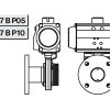4307 B Р05 Заслонка прямая с пневмоприводом Niob Fluid 2