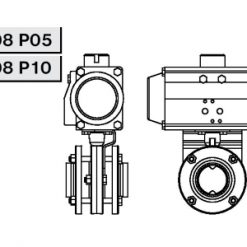 4308 Р05 Заслонка прямая с пневмоприводом Niob Fluid