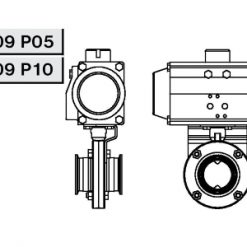 4309 Р05 Заслонка прямая с пневмоприводом Niob Fluid
