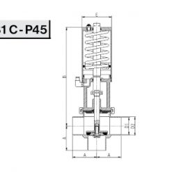 4731 C – Р45 Седельный клапан С-С-С, тип Т, пневмо Niob Fluid