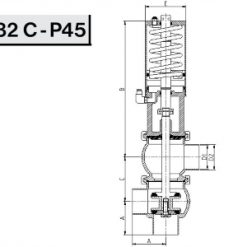 4732 C – Р45 Седельный клапан С-С-С, тип LL, пневмо Niob Fluid